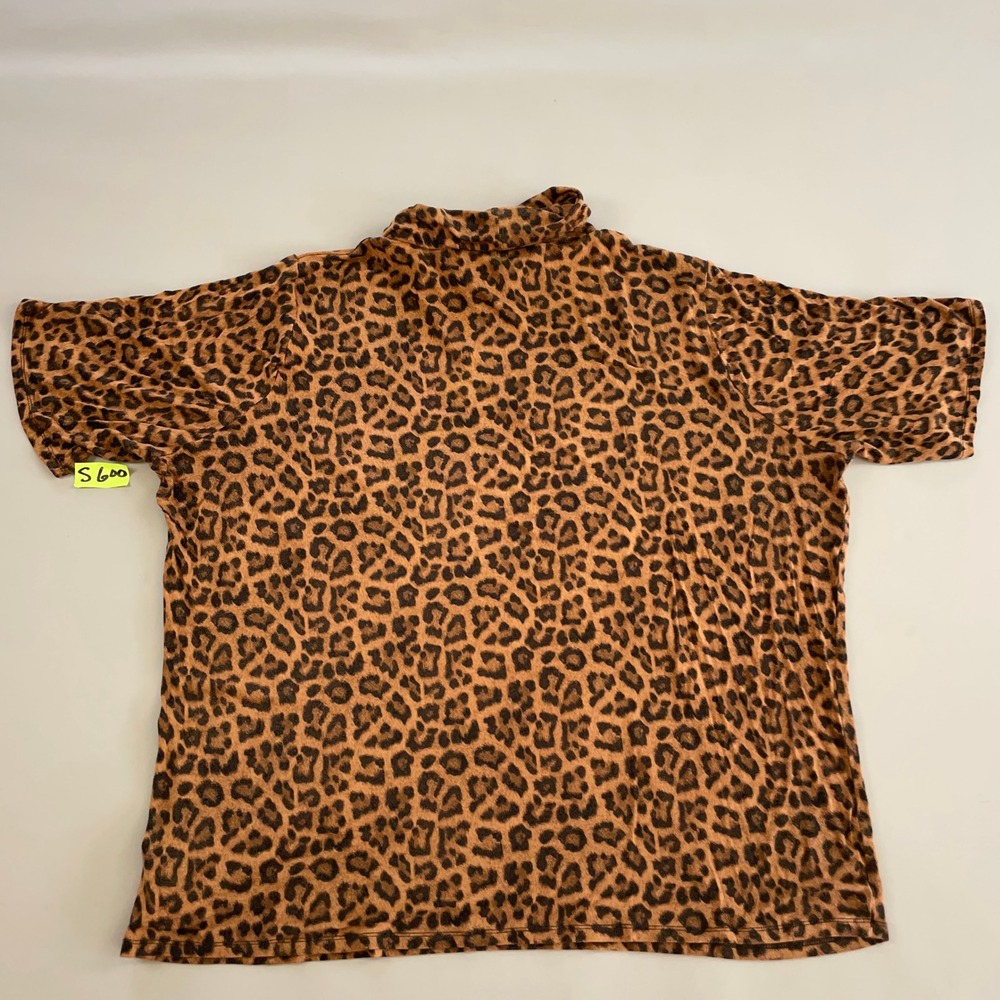 Michael Michael Kors Leopard Print Turtleneck Short Sleeve Top Womens 3X